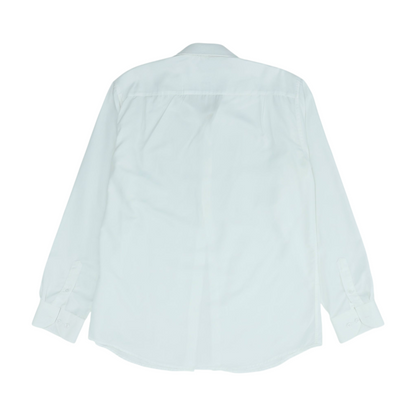 White Solid Long Sleeve Button Down