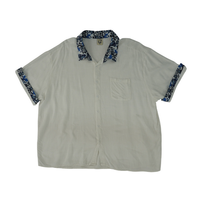 White Solid Short Sleeve Button Down
