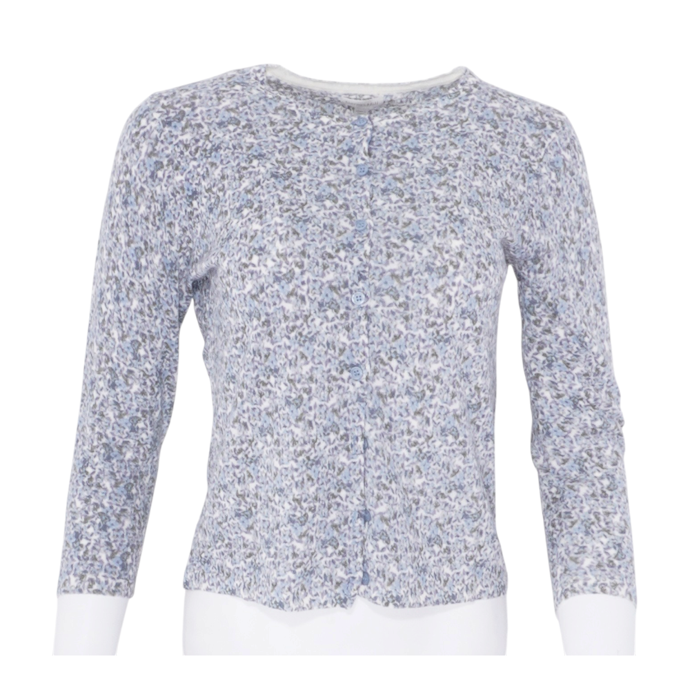 Garnet Hill Blue Floral Cardigan Sweater – Image 1