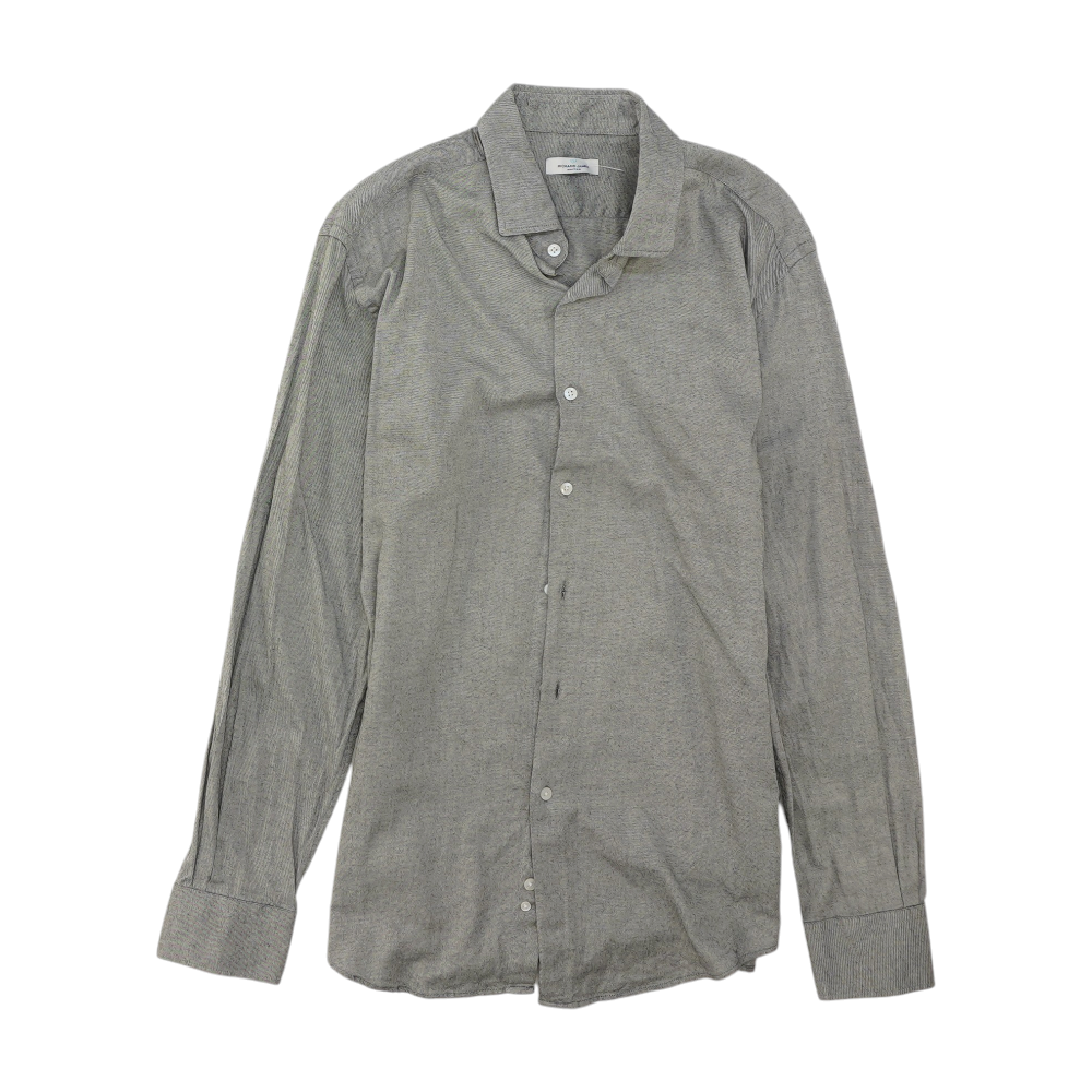 Gray Solid Long Sleeve Button Down