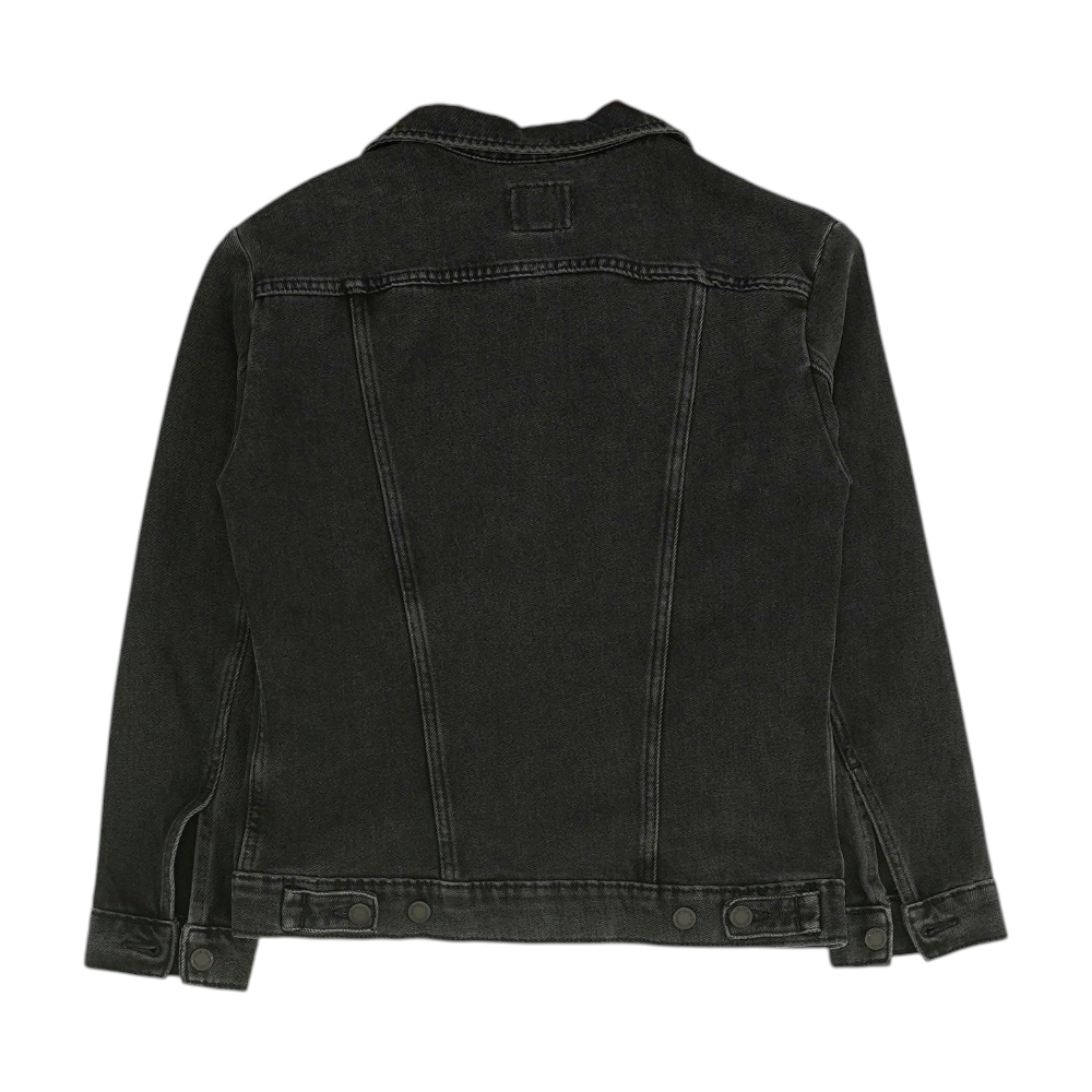Black Solid Denim Jacket