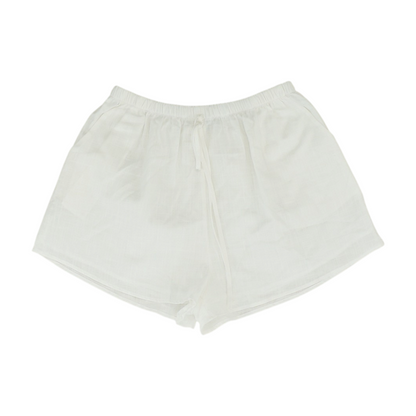 White Solid Knit Shorts