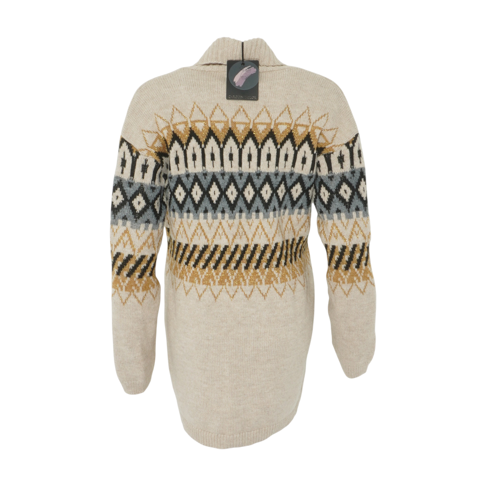 Tan Graphic Cardigan Sweater