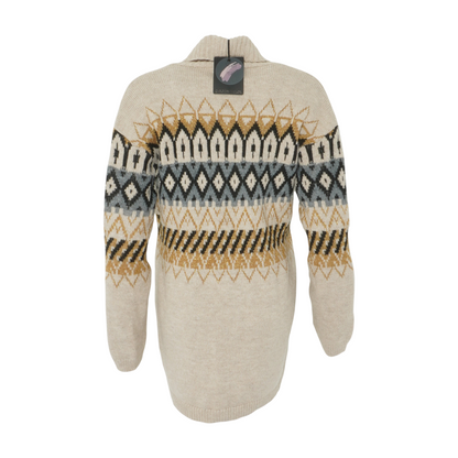 Tan Graphic Cardigan Sweater