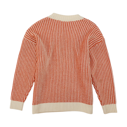 Orange Striped Pullover Sweater