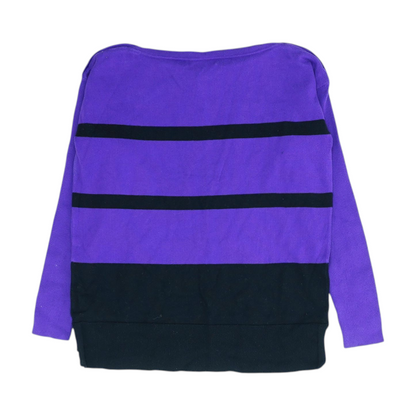 Purple Petite Striped Pullover Sweater