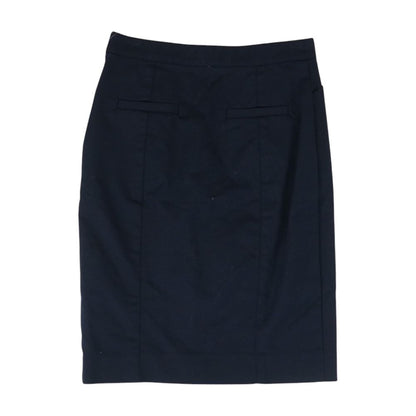 Navy Solid Midi Skirt