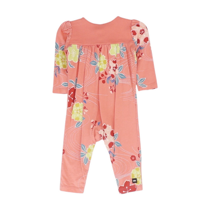 Pink Floral Long Sleeve One-Piece