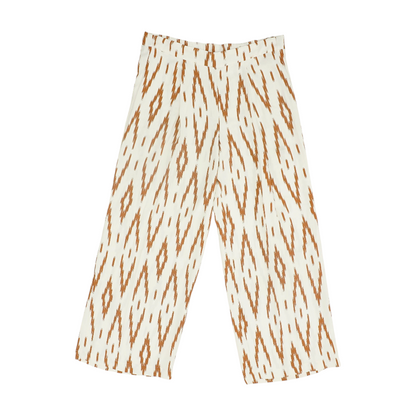 White Print Wide Leg Pants
