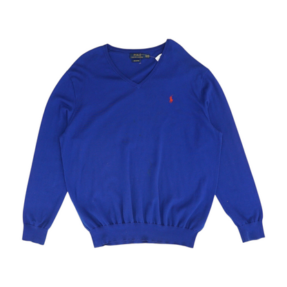 Blue Solid Pullover Sweater