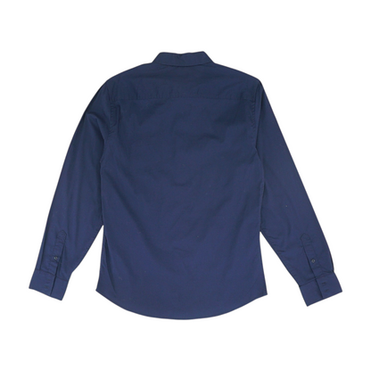Navy Solid Long Sleeve Button Down