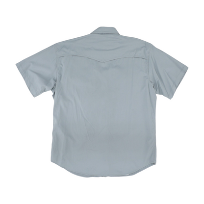 Gray Solid Short Sleeve Button Down