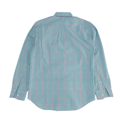 Green Plaid Long Sleeve Button Down
