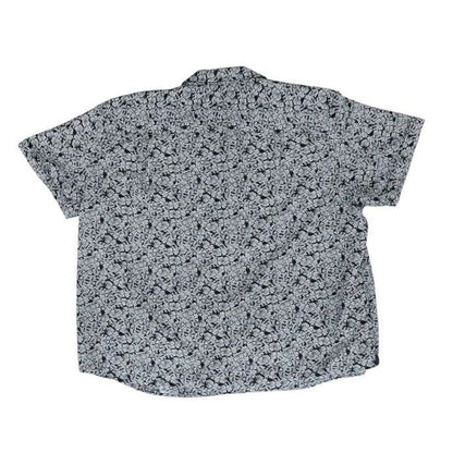 Black Tropical Short Sleeve Button Down