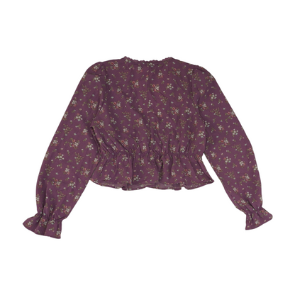 Purple Floral Cropped Blouse