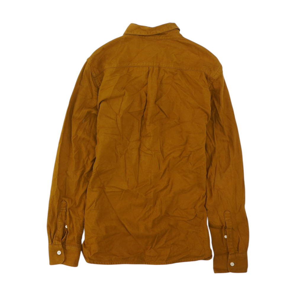Brown Solid Long Sleeve Button Down