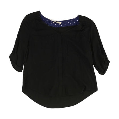 Black Solid 3/4 Sleeve Blouse