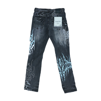Gray Print Regular Jeans