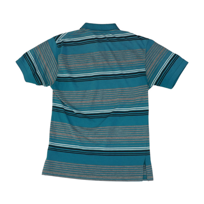 Blue Striped Short Sleeve Polo