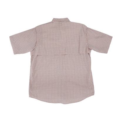 Peach Check Short Sleeve Button Down
