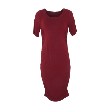 Maroon Maternity Midi Dress