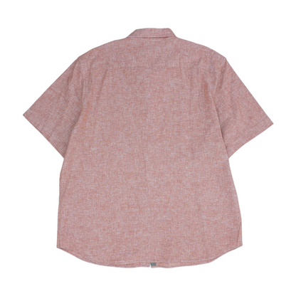 Orange Solid Short Sleeve Button Down