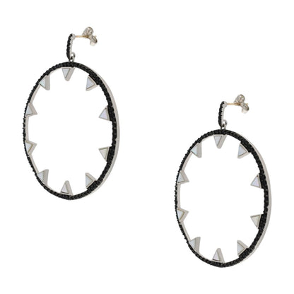 Sterling Silver Dangles With Black Rhodium And 14K Yellow Gold Posts Earrings