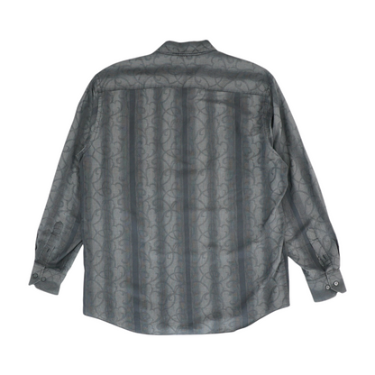 Gray Print Long Sleeve Button Down