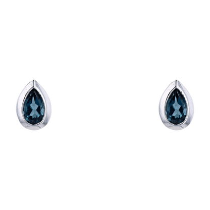 3/8 ctw 10K White Gold Blue Topaz Stud Earrings – Image 1