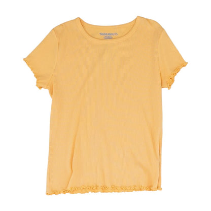 Orange Solid Crewneck Knit Top