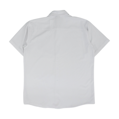 White Solid Short Sleeve Button Down