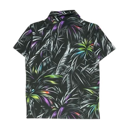 Black Print Short Sleeve Polo
