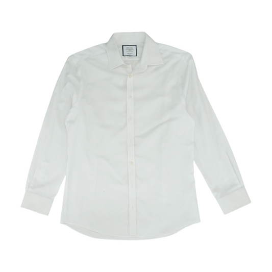 White Solid Long Sleeve Button Down