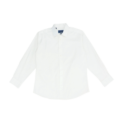 White Solid Long Sleeve Button Down