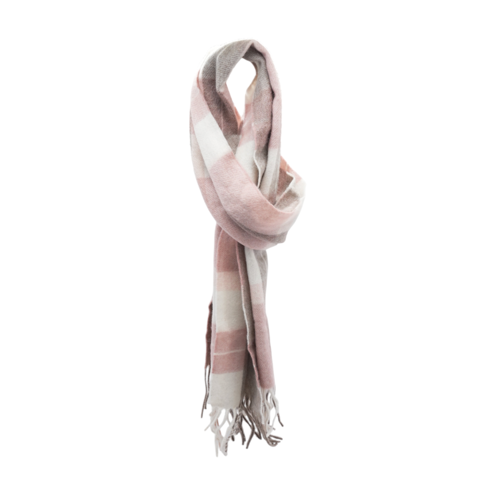 Pink Plaid Wool Scarf