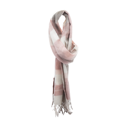 Pink Plaid Wool Scarf