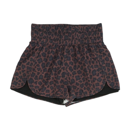 Brown Animal Print Active Shorts