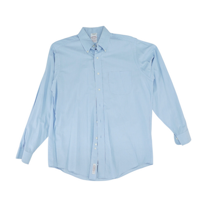 Blue Solid Long Sleeve Button Down