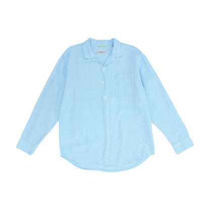 Blue Solid Long Sleeve Button Down