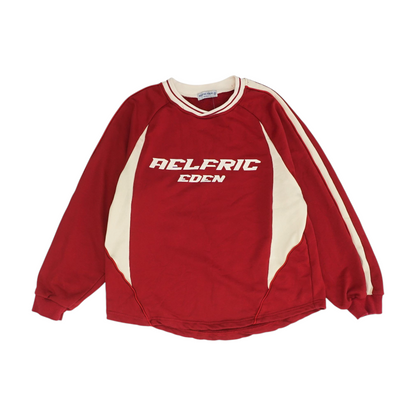 Red Color Block Sweatshirt Pullover