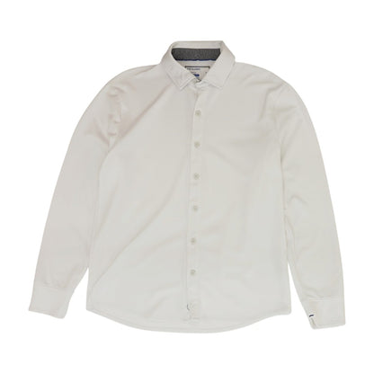 White Solid Long Sleeve Button Down
