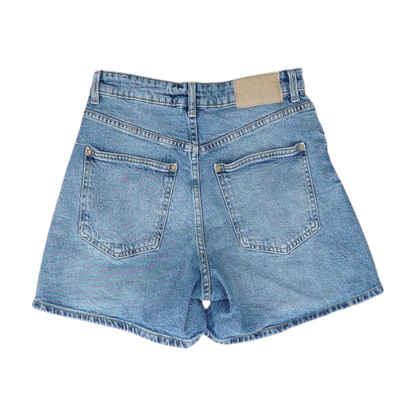 Blue Solid Denim Shorts