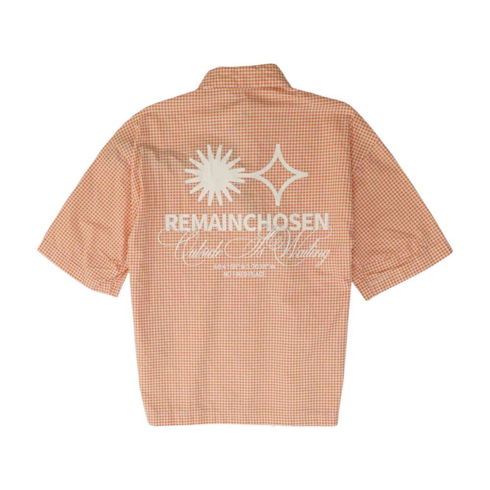 Orange Check Short Sleeve Button Down