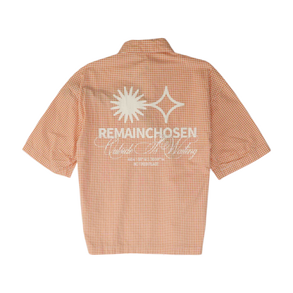 Orange Check Short Sleeve Button Down