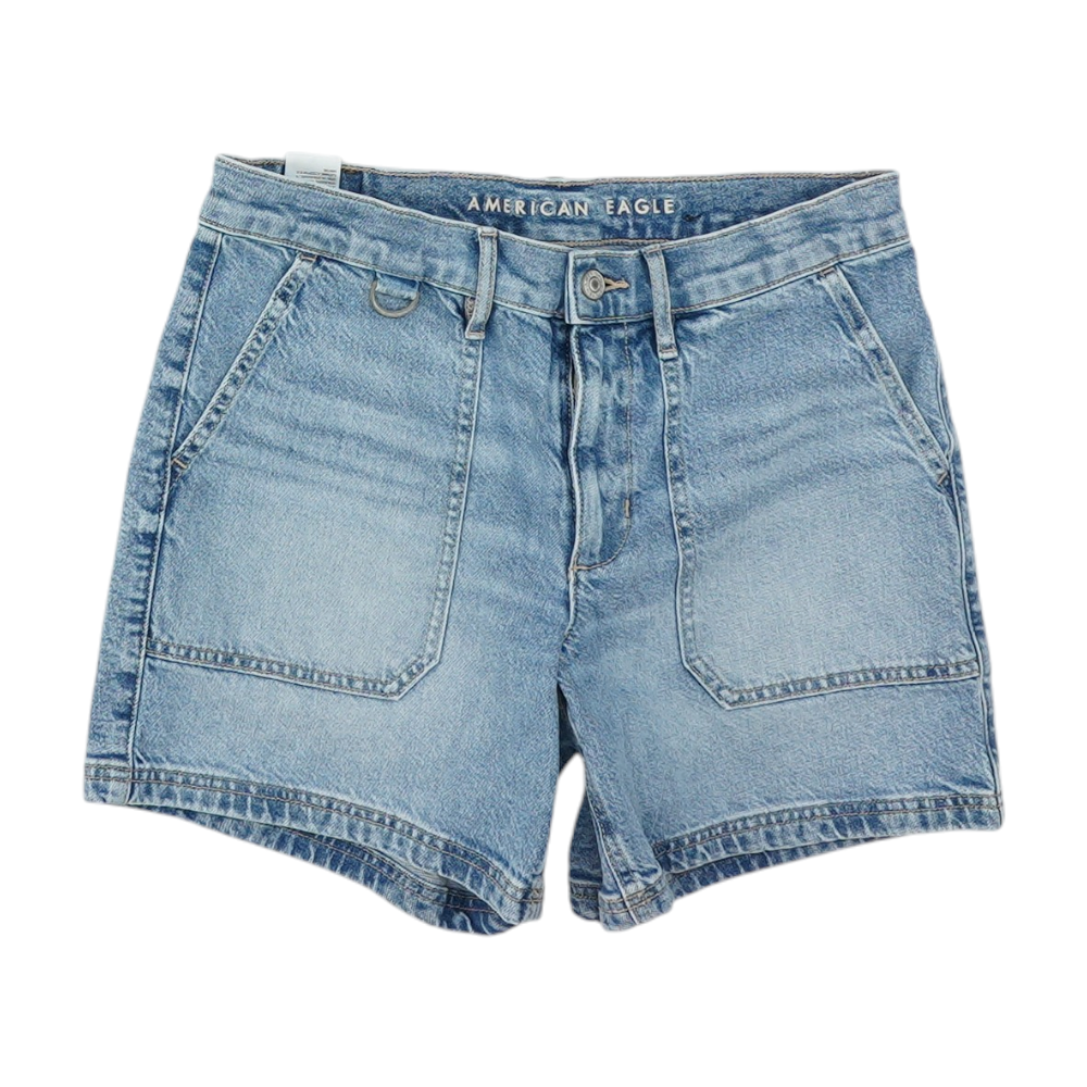 Blue Solid Denim Shorts
