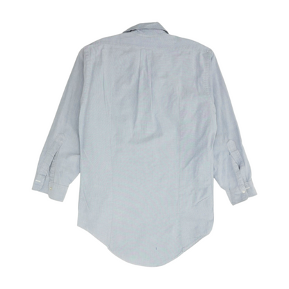 Blue Solid Long Sleeve Button Down