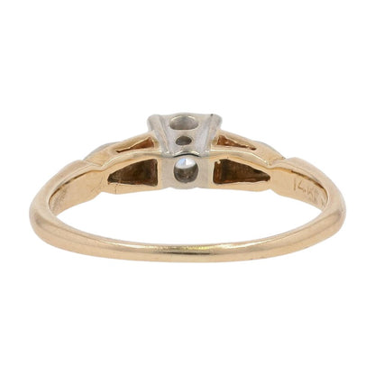 1/10 Ct 14K Two Tone Gold Diamond Vintage Engagement Ring