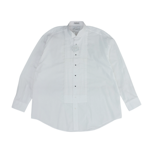 White Solid Tuxedo Button Down