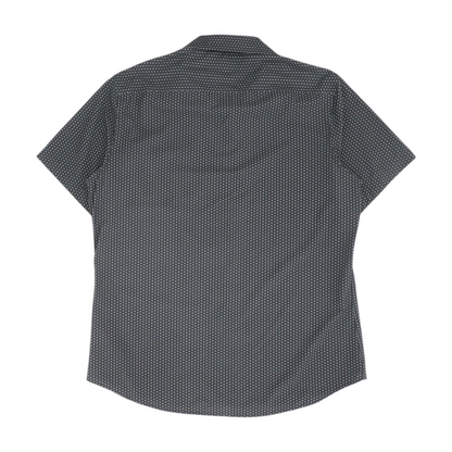 Black Print Short Sleeve Button Down