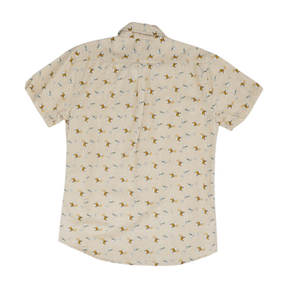 Tan Graphic Short Sleeve Button Down